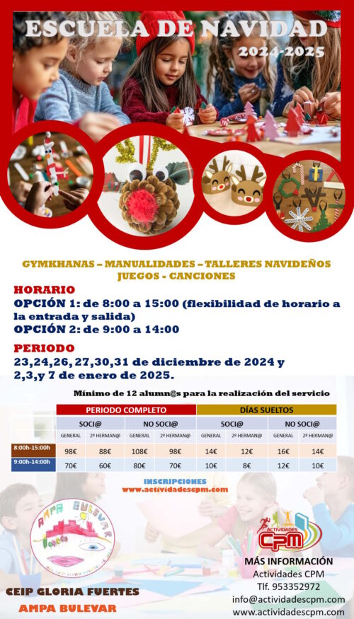 Escuela de Navidad 2024. CEIP GLORIA FUERTES AMPA BULEVAR